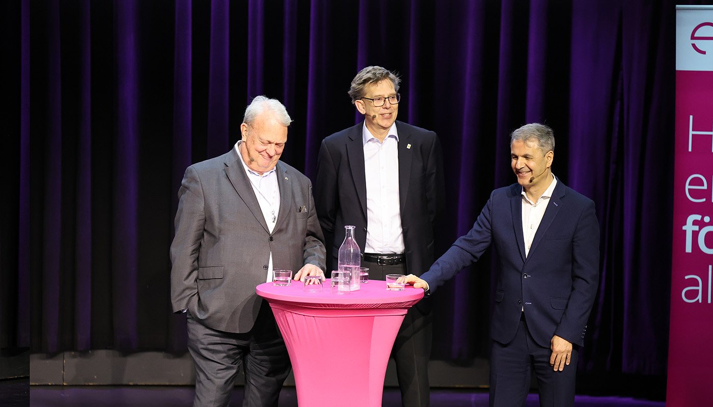 En garvad trio tittade i backspegeln, fr v: Mikael odenberg, före detta gd på Svenska kraftnät, Christian Schwartz, f d vd på Mölndal Energi, samt Ibrahim Baylan, f d energiminister.