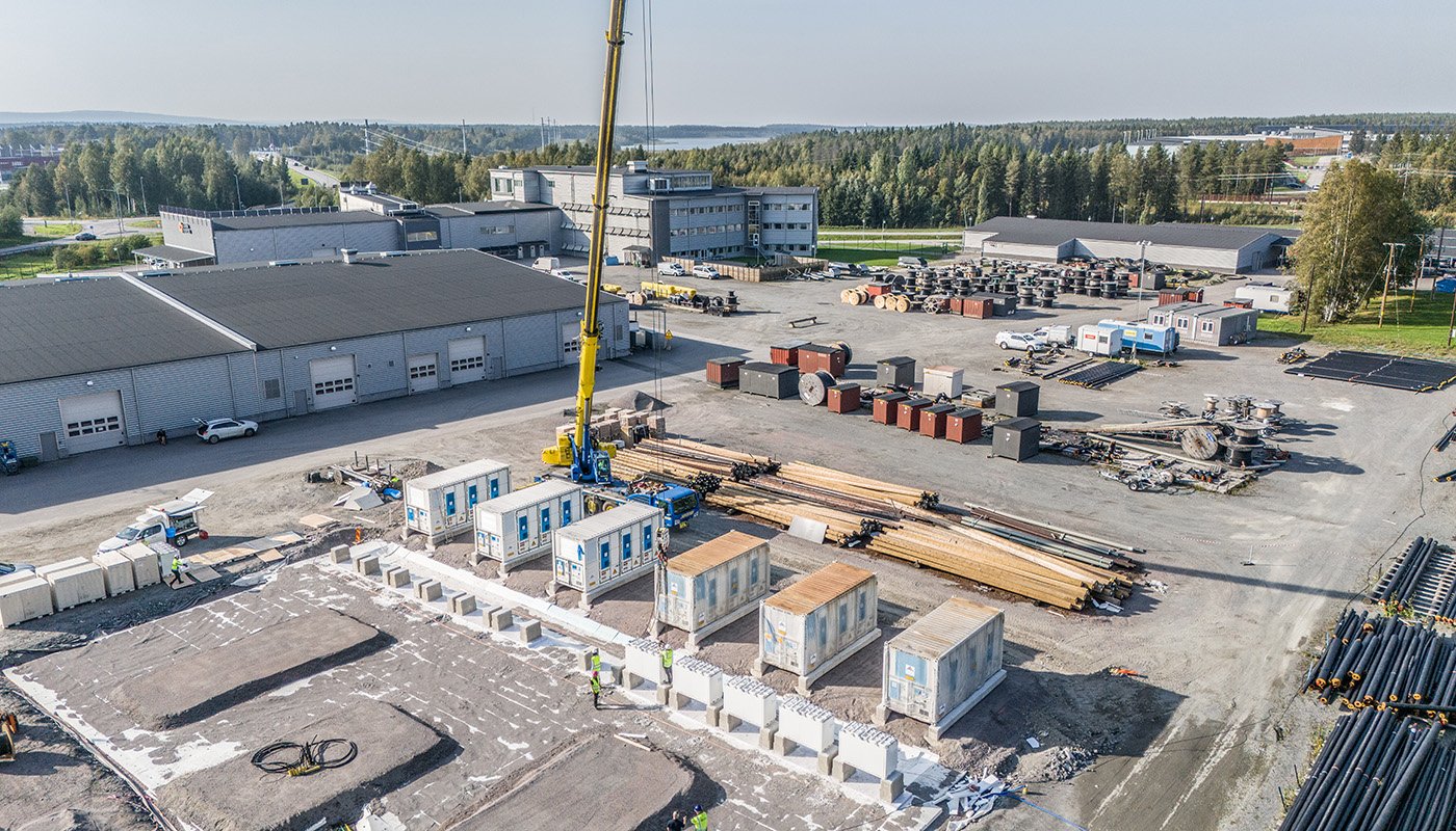 Batteriparken i Porsödalen i Luleå. Foto: Luleå Energi.