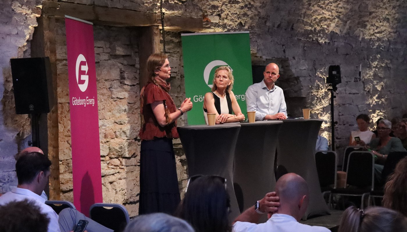 Panelen p&aring; G&ouml;teborgs Energis seminarium: Michelle Tun von Gyllenpalm, Svenskt N&auml;ringsliv, Louise &Ouml;dlund, Link&ouml;pings universitet, samt G&ouml;teborg Energis vd Per-Anders Gustafsson.