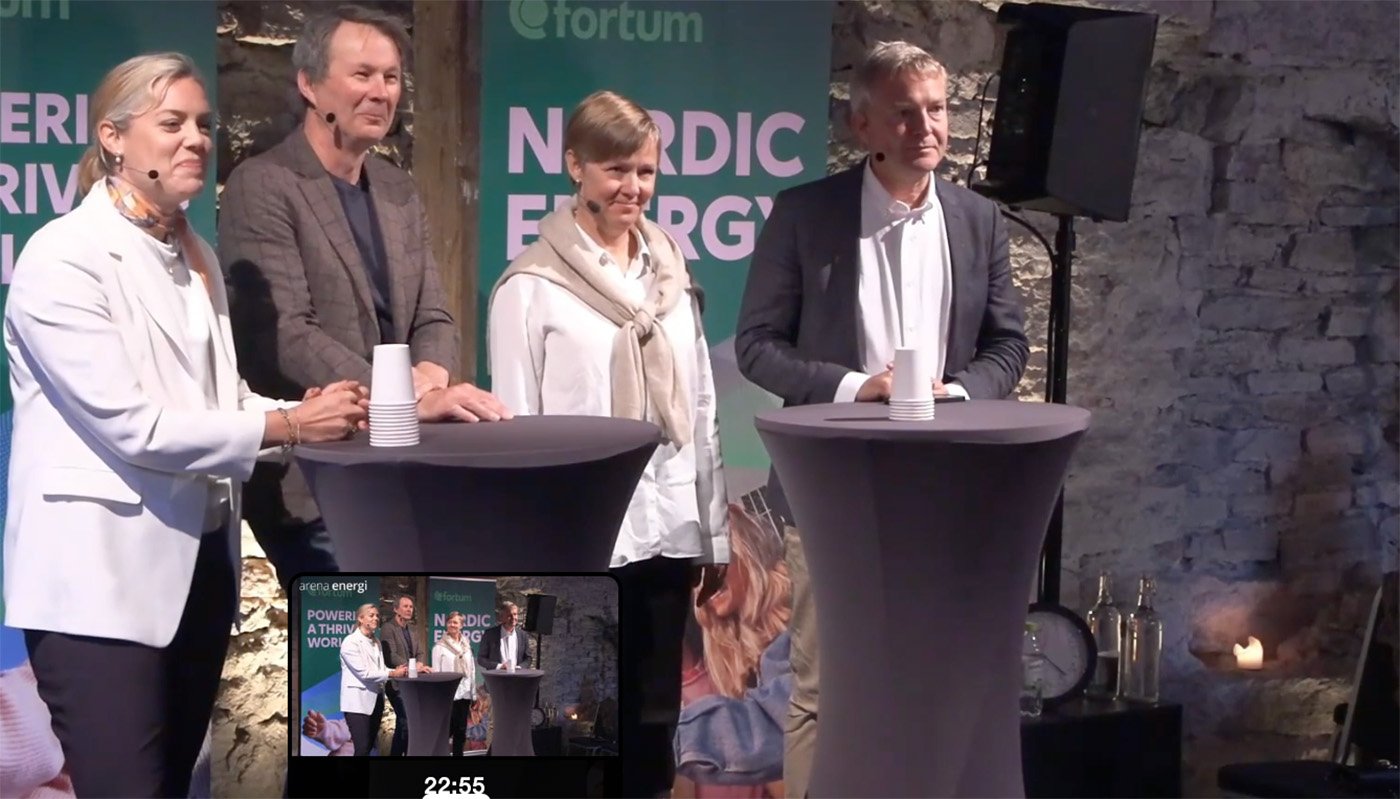 Fr v: Karin Comstedt Webb, Heidelberg Materiels, Tomas Hirsch, SSAB, Eva Vitell, Svk, samt Peter Strannegård, Fortum. Bild: Skärmavbild.