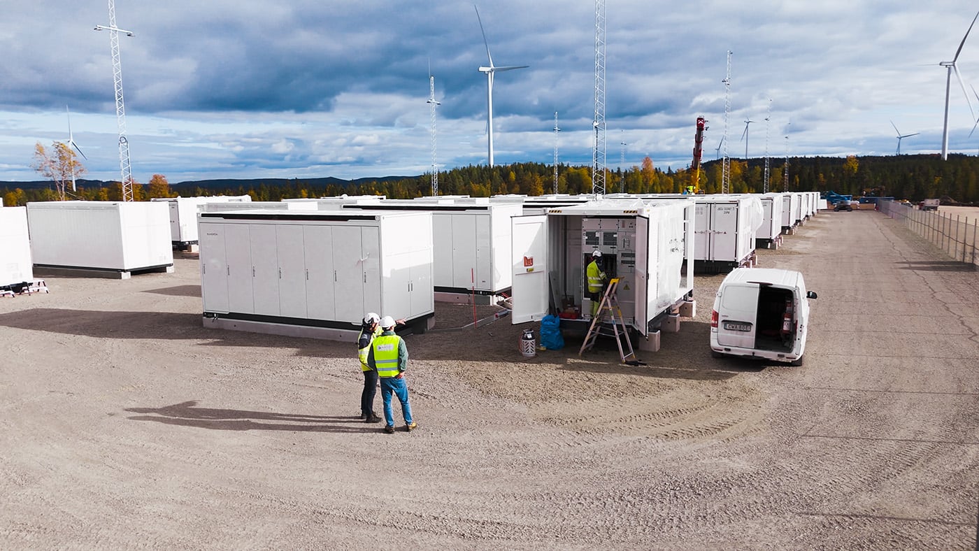 Den nya batteriparken i &Aring;nge. Foto: Delta Capacity.