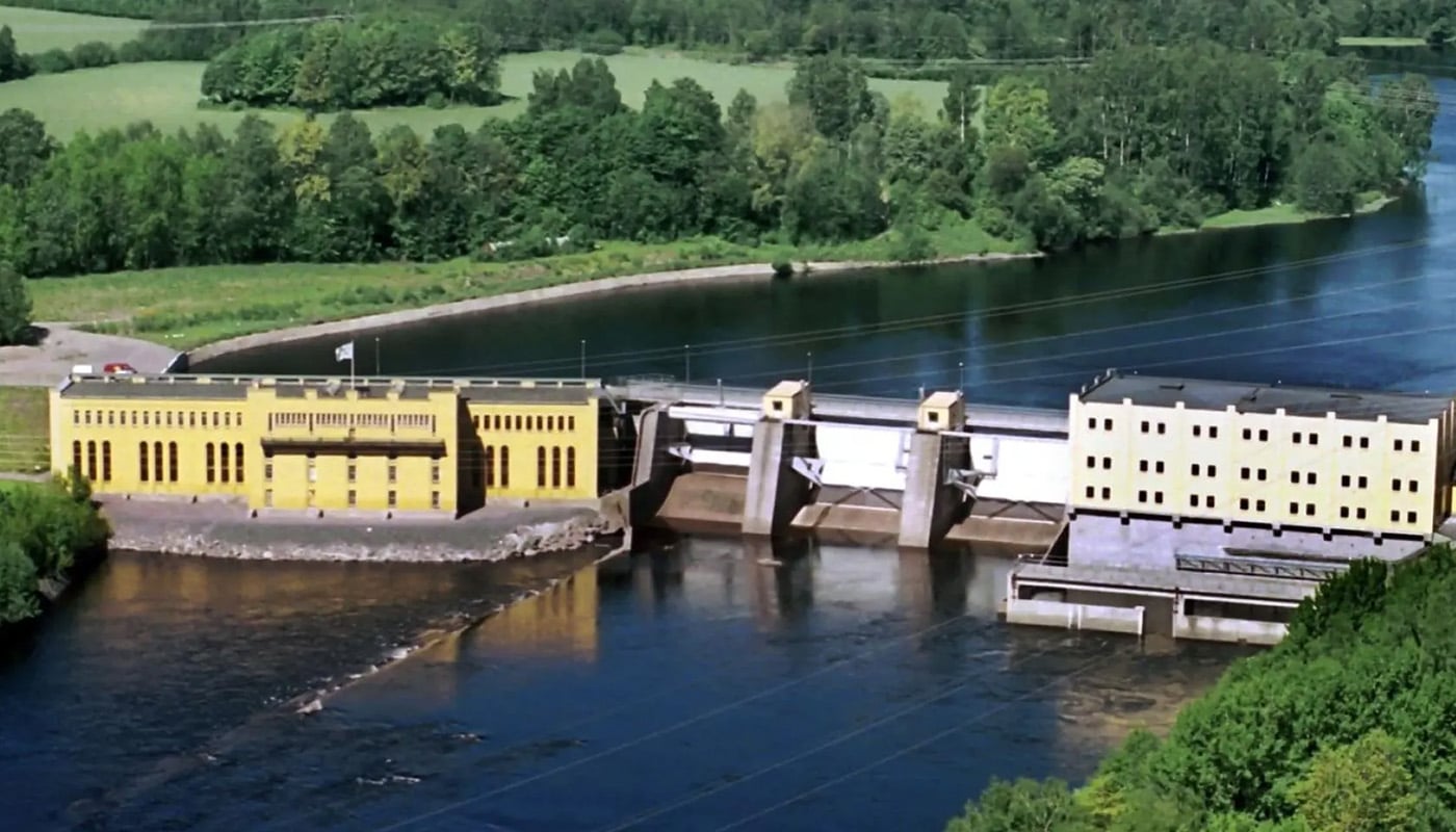 Ett av Fortums 39 vattenkraftverk i Dal&auml;lven. Foto: Fortum.