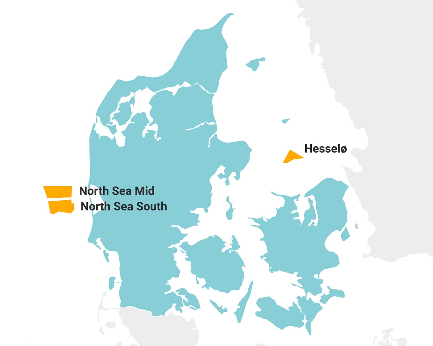 Placeringen av de nya havsvindparkerna i Danmark. Tv&aring; av de tre p&aring; kartan vanns av Vattenfall. Den tredje upphandlingen, North Sea South, &auml;r inte klar &auml;n. Grafik: Danish Energy Agency.