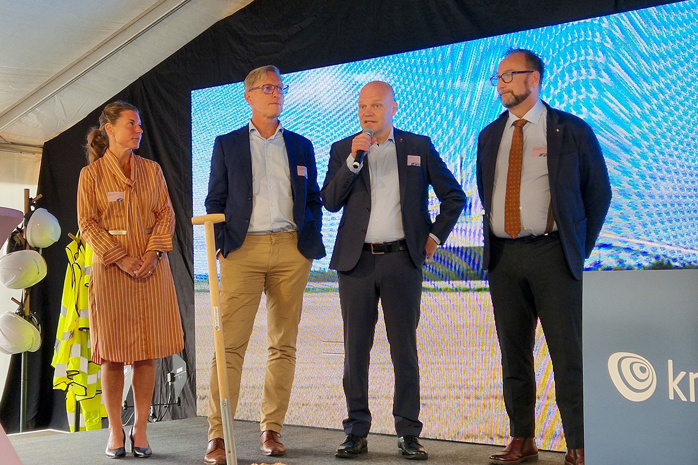 Anna Jähnke, ordförande i Skånes effektkommission, Robert Wenglén, Anders Almgren och Johan Andersson, kommunstyrelseordförandena i Lomma, Lund och Eslöv.