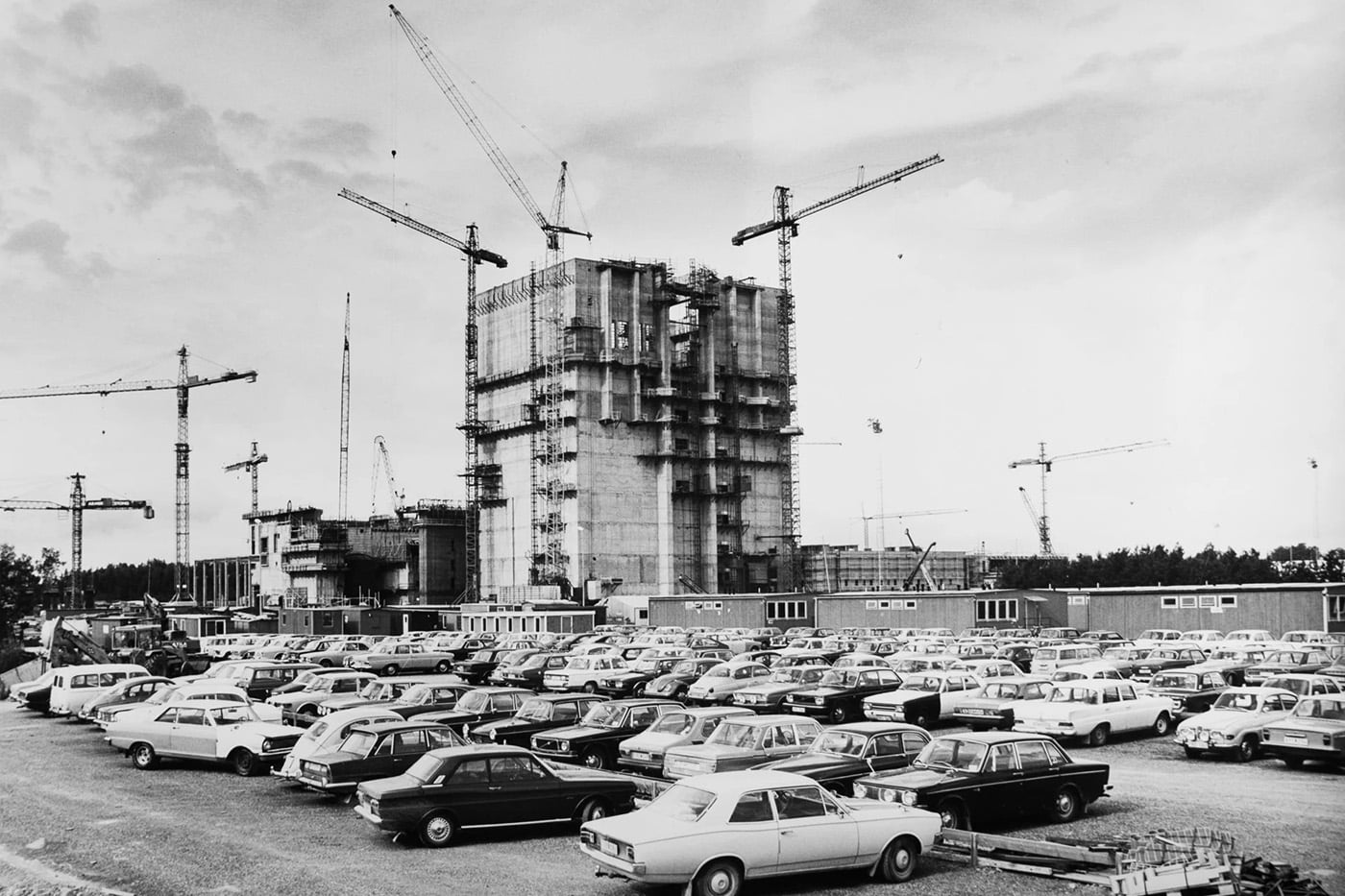 Forsmarks kärnkraftverk under byggnation. Foto: Vattenfall.