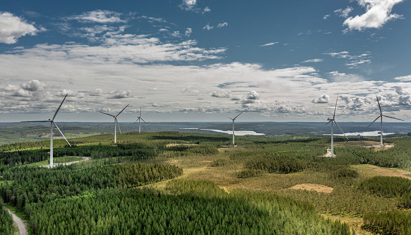 SR Energys vindpark Riskebo utanför Hedemora. Foto: SR Energy.