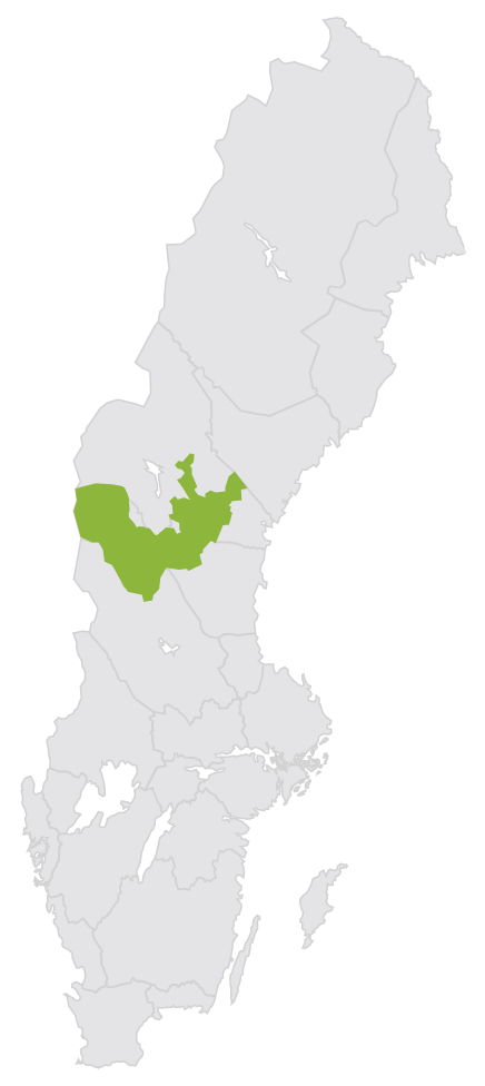 Härjeåns elnätsområde – den grönmarkerade ytan – täcker nästan fem procent av Sveriges yta. 