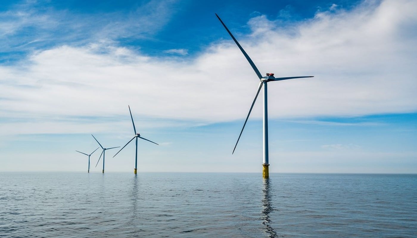 Några av vindkraftverken i Baltic Power. Foto: Baltic Power.