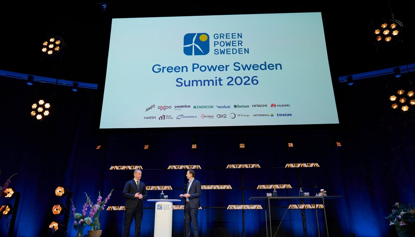 Green Power Swedens vd Nils Grunditz och moderatorn Niclas Sigholm. Foto: Green Power Sweden.