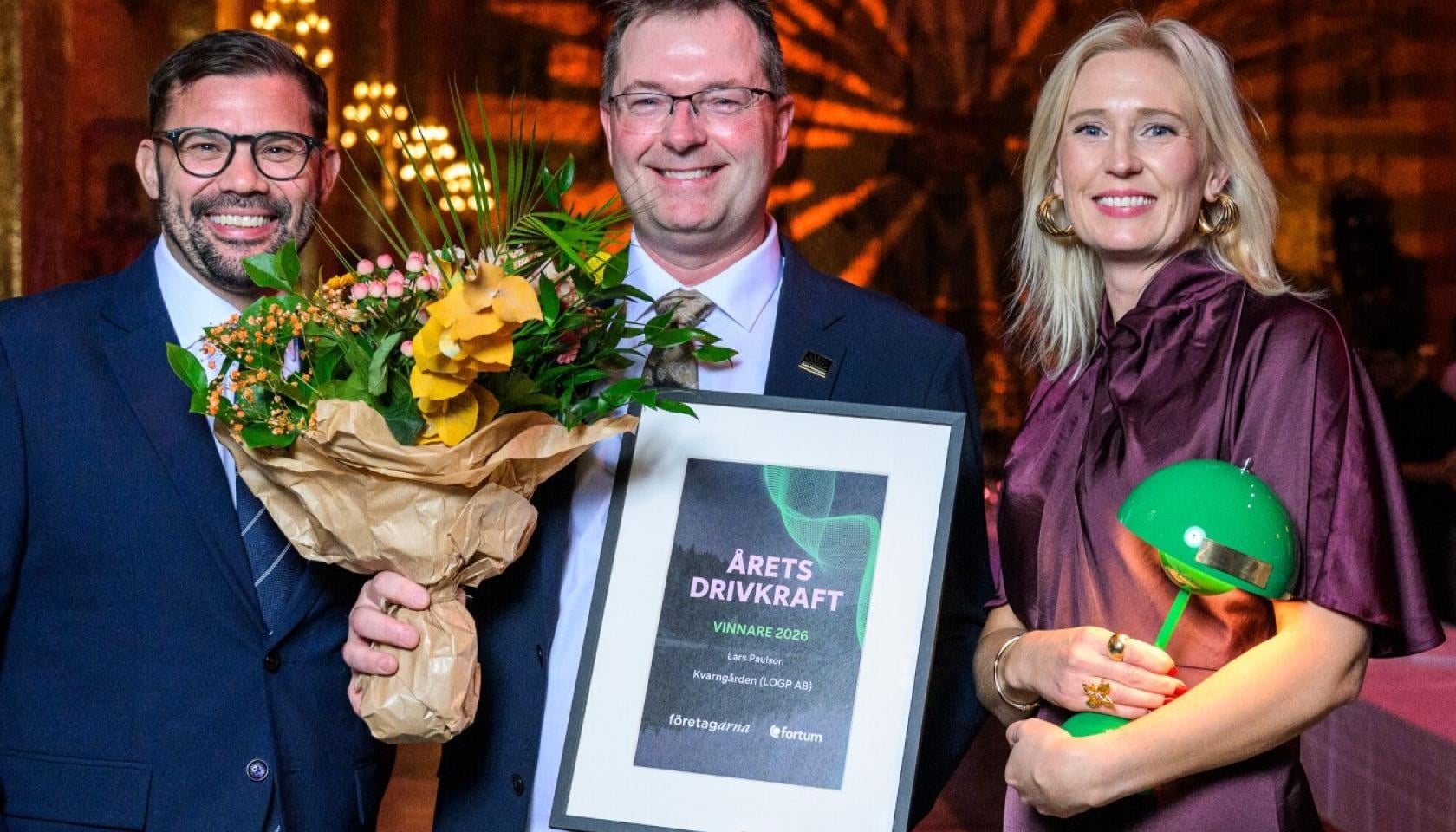 Magnus Demervall, Företagarna, Lars Paulson, Kvarngården, och Maria von Holst, Fortum. Fotograf: Anders Ristenstrand.