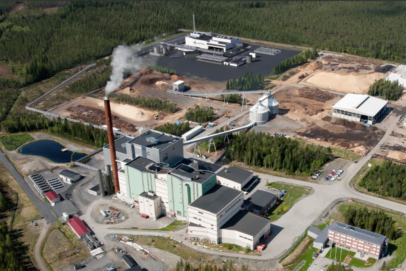 Den nya anläggningen kommer placeras intill Dåva kraftvärmeverk i Umeå. Foto: Umeå Energi.