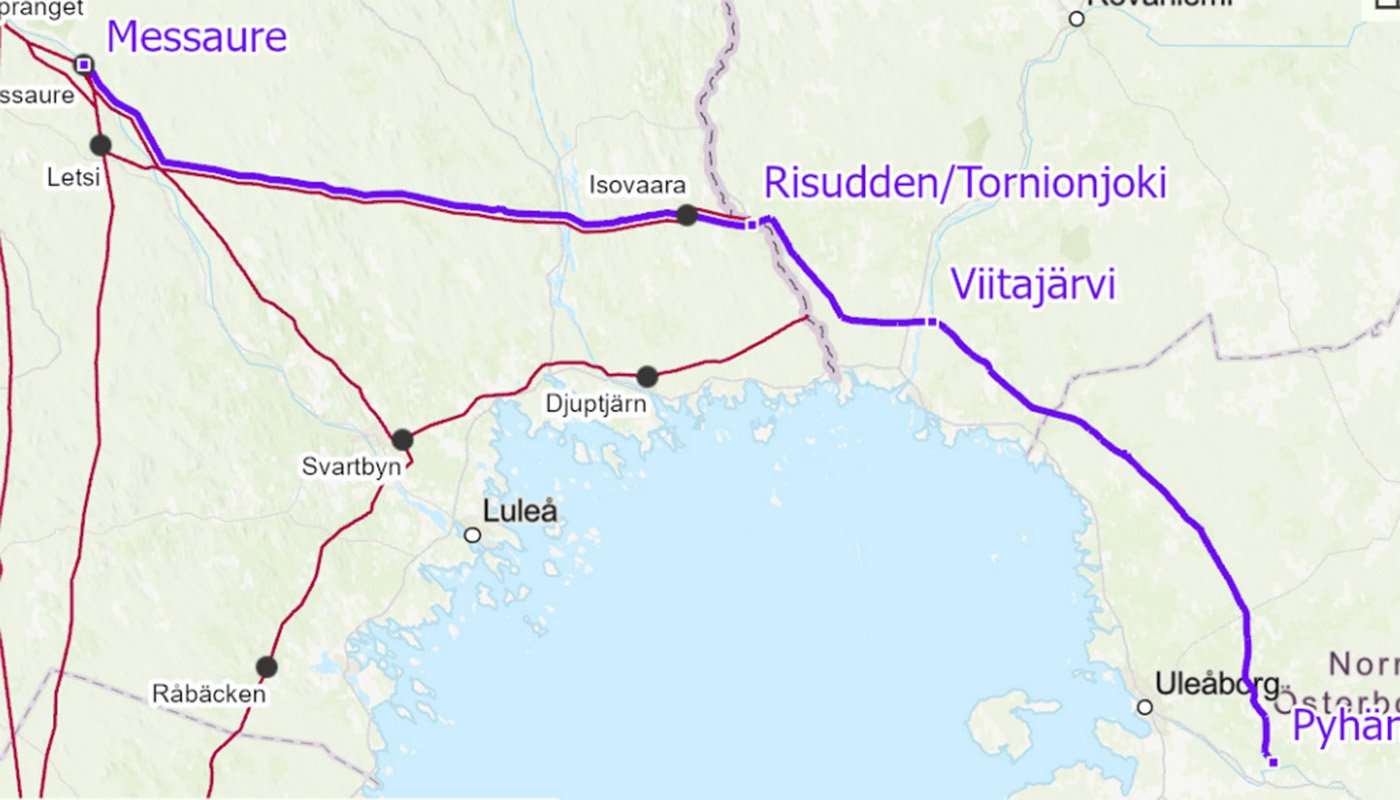 Aurora Line är 38 mil och går från Messaure till Pyhänselkä utanför Uleåborg.