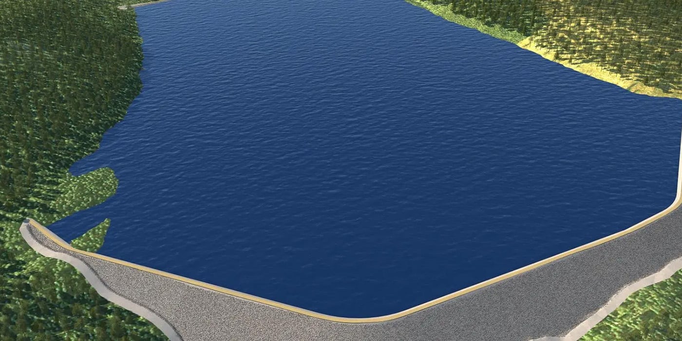 Skiss över den ntya dammanläggningen i Lekstjärnen i Dalarna.