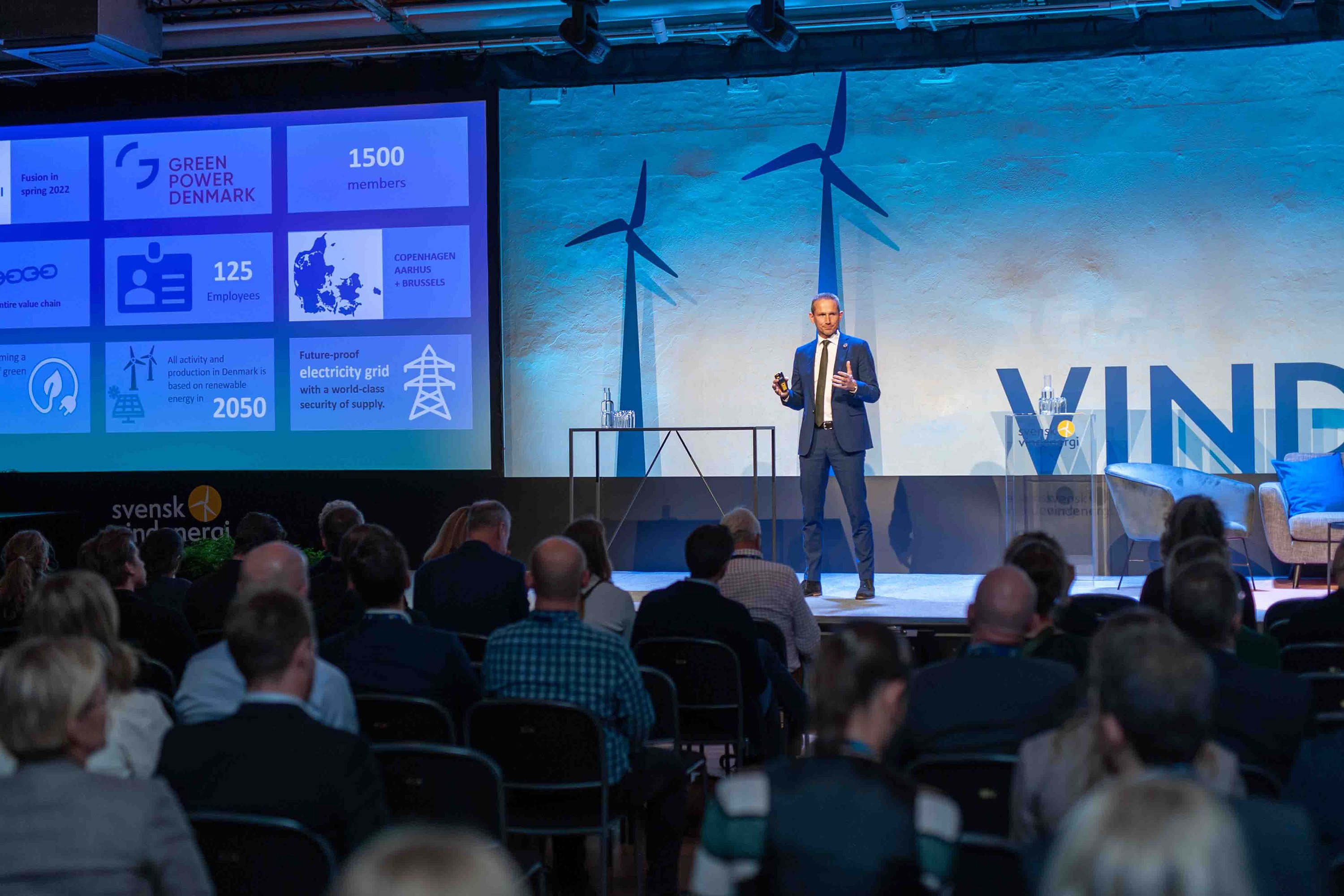Kristian Jensen, CEO på Green Power Denmark, berättade om Danmarks satsningar på vindkraft. Foto: Joakim Ström.