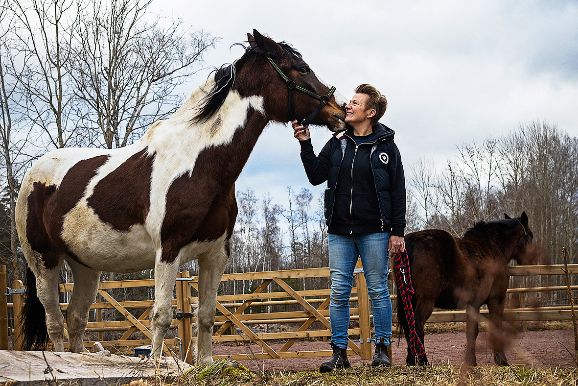 – Jag har försökt vänja mina ston, men nu går det inte längre att rida i skogen, säger hästägare Carina Berkeby. Foto: Joachim Grusell.