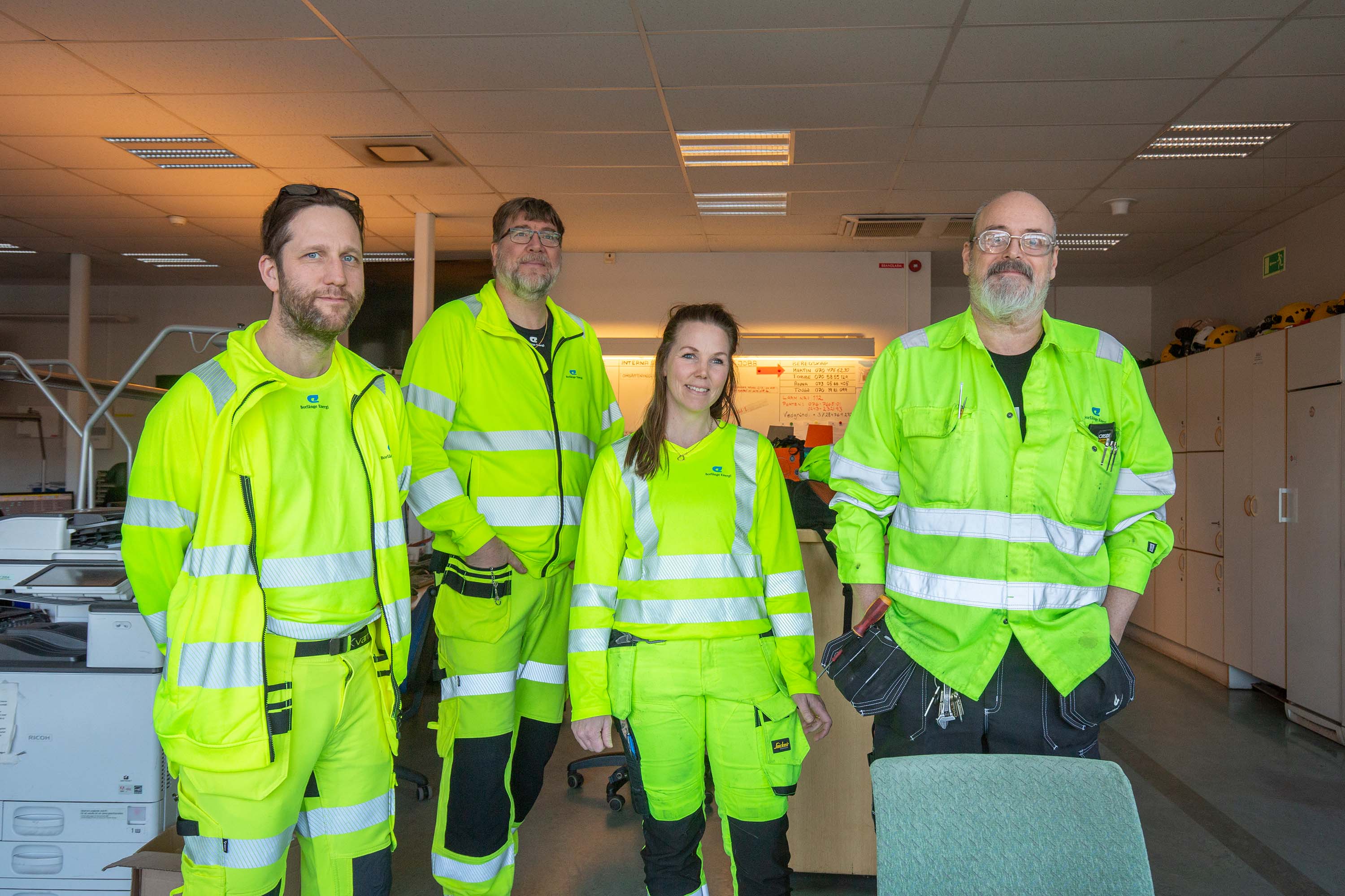 Driftpersonalen i pannan bytte arbetsgivare och blev kommunalanställda istället. På bilden: Pär Björk, Martin Johansson, Malin Östberg och Mats-Olof Lundström.